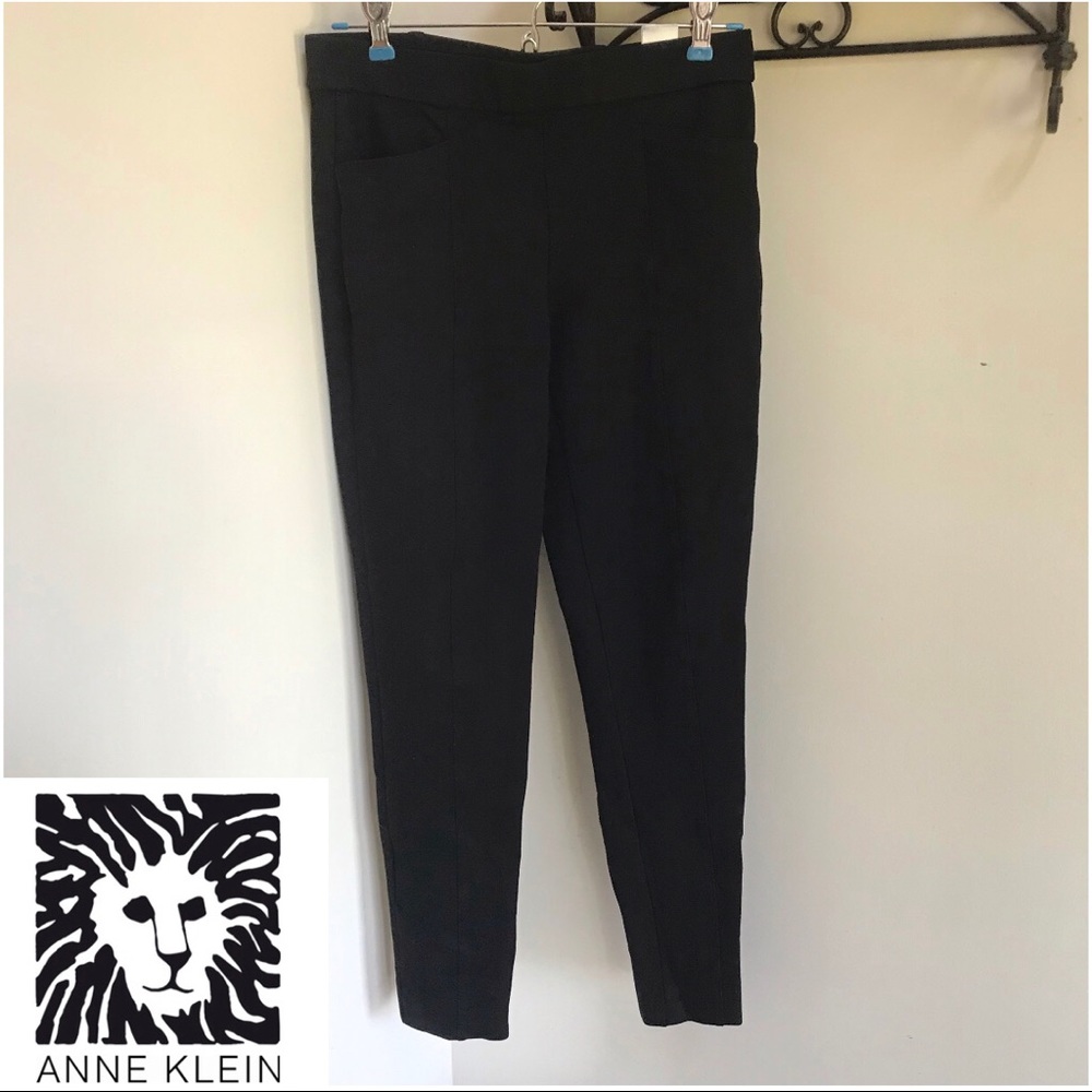 Anne Klein • Black Skinny Dress Pants Pockets Sz 4